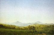 Caspar David Friedrich Bohemian Landscape with the Milesovka oil on canvas